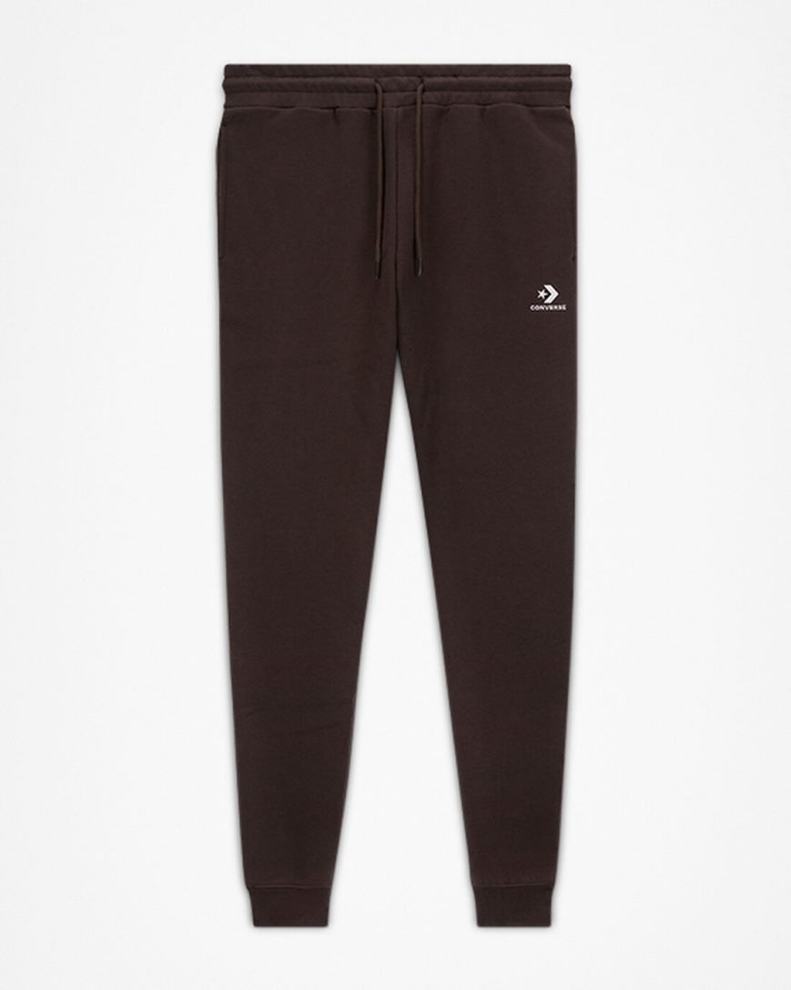 Men\'s Converse Go-To Embroidered Star Chevron Standard Fit Fleece Sweatpants Brown | AU E6C80U